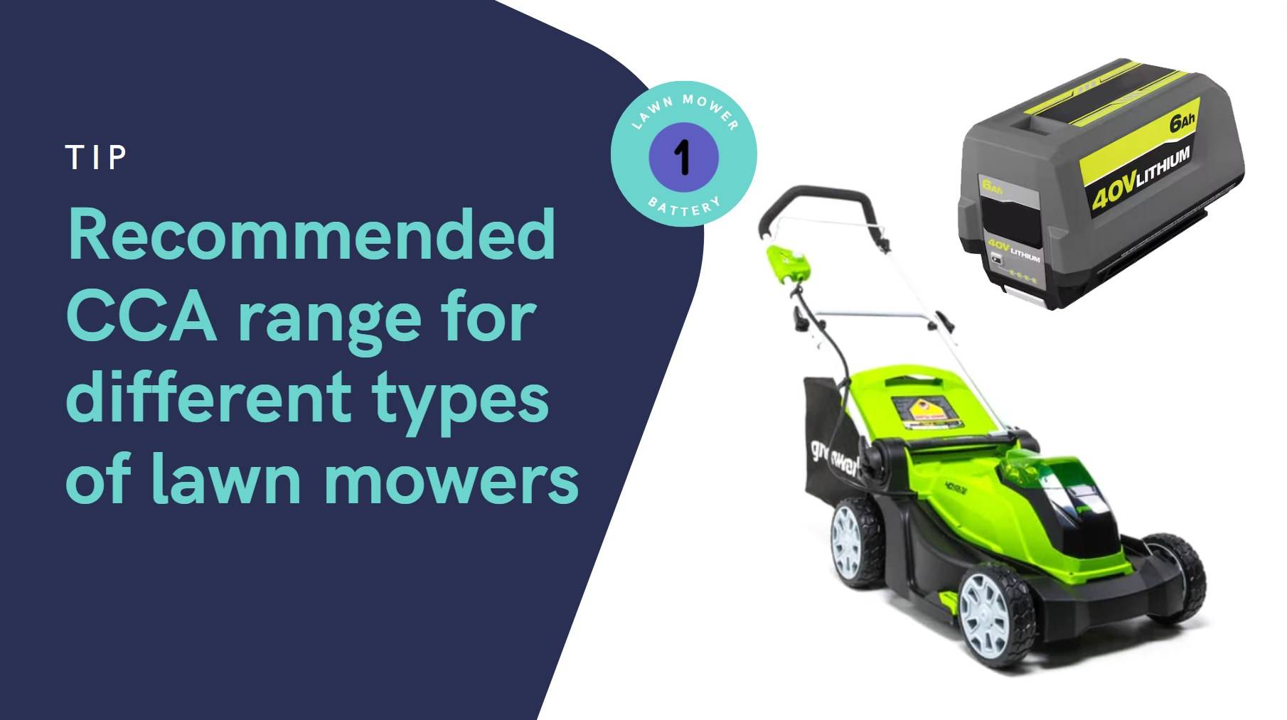 The recommended CCA range for different types of lawn mowers