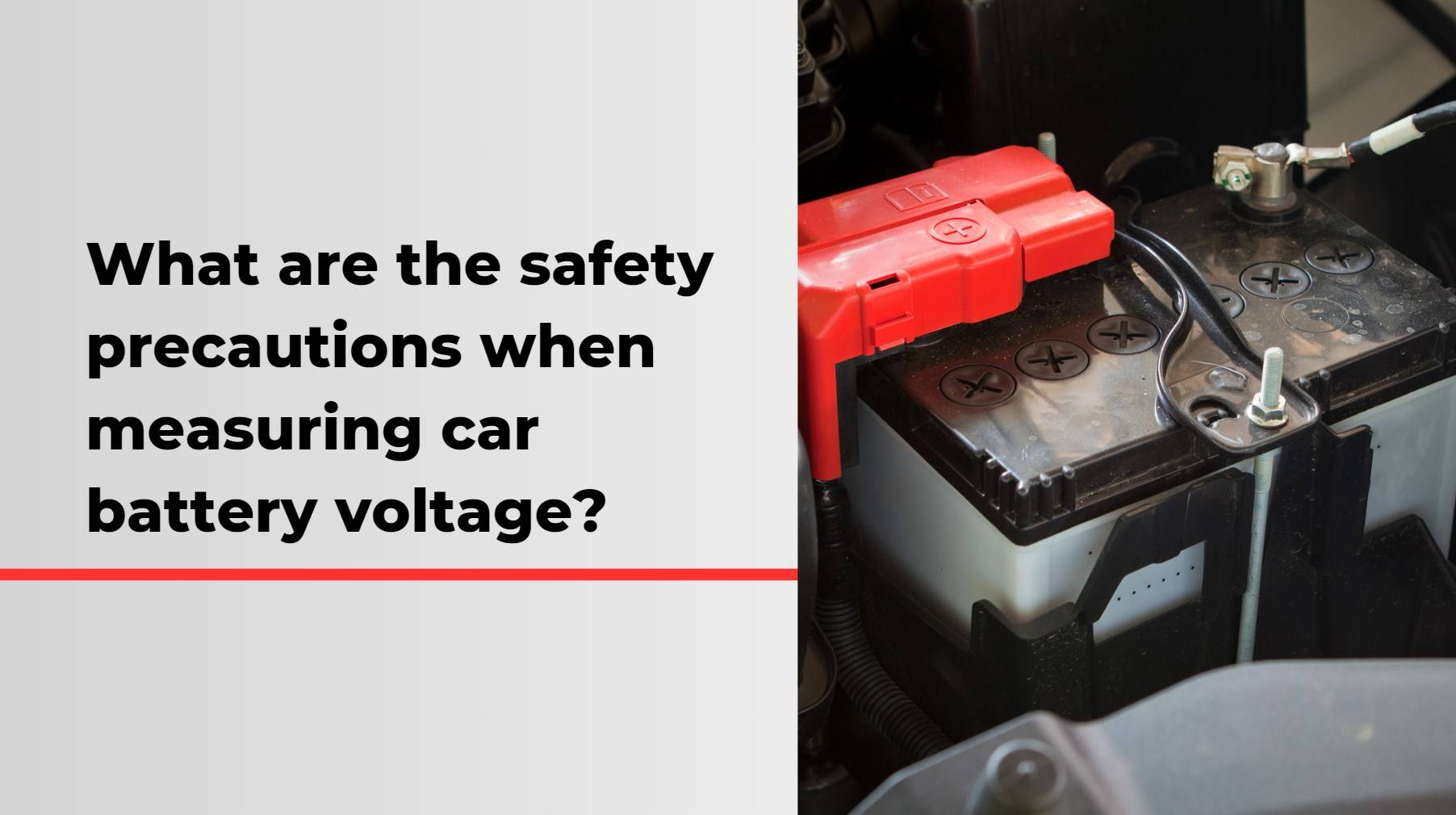 What are the safety precautions when measuring car battery voltage?