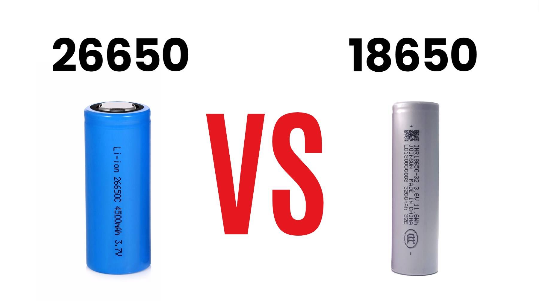 What are the key differences between 26650 and 18650 batteries?