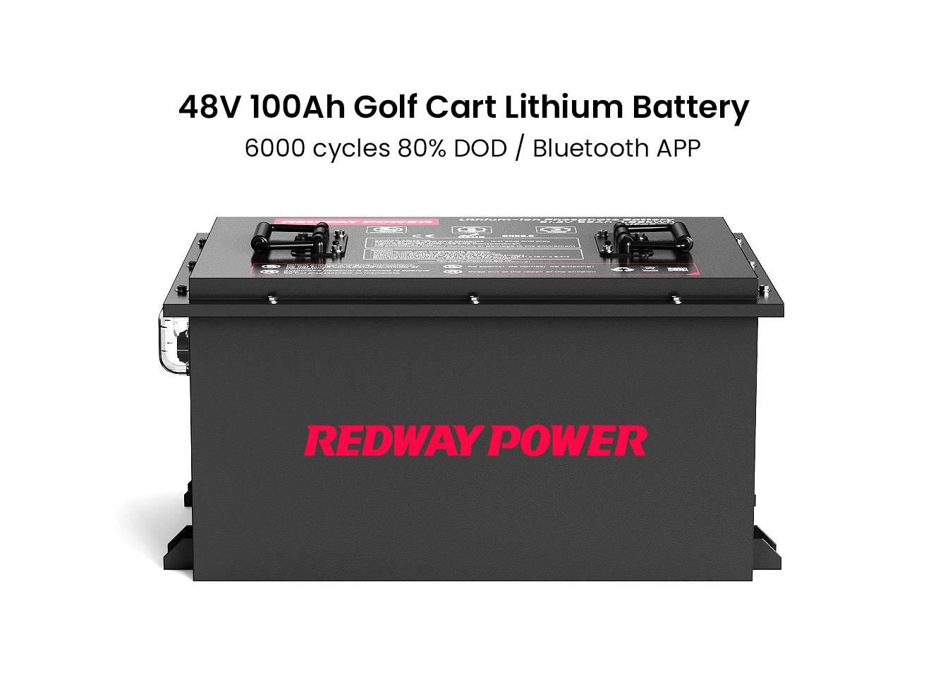 golf cart lithium battery factory manufacturer 48v 100ah lifepo4 lfp bluetooth app redway power
