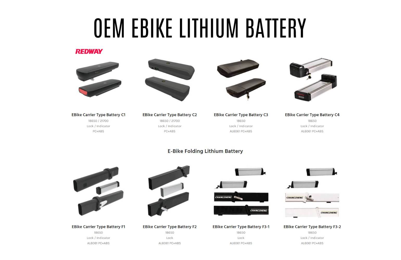ebike lithium battery manufacturer factory OEM redway e-bike battery