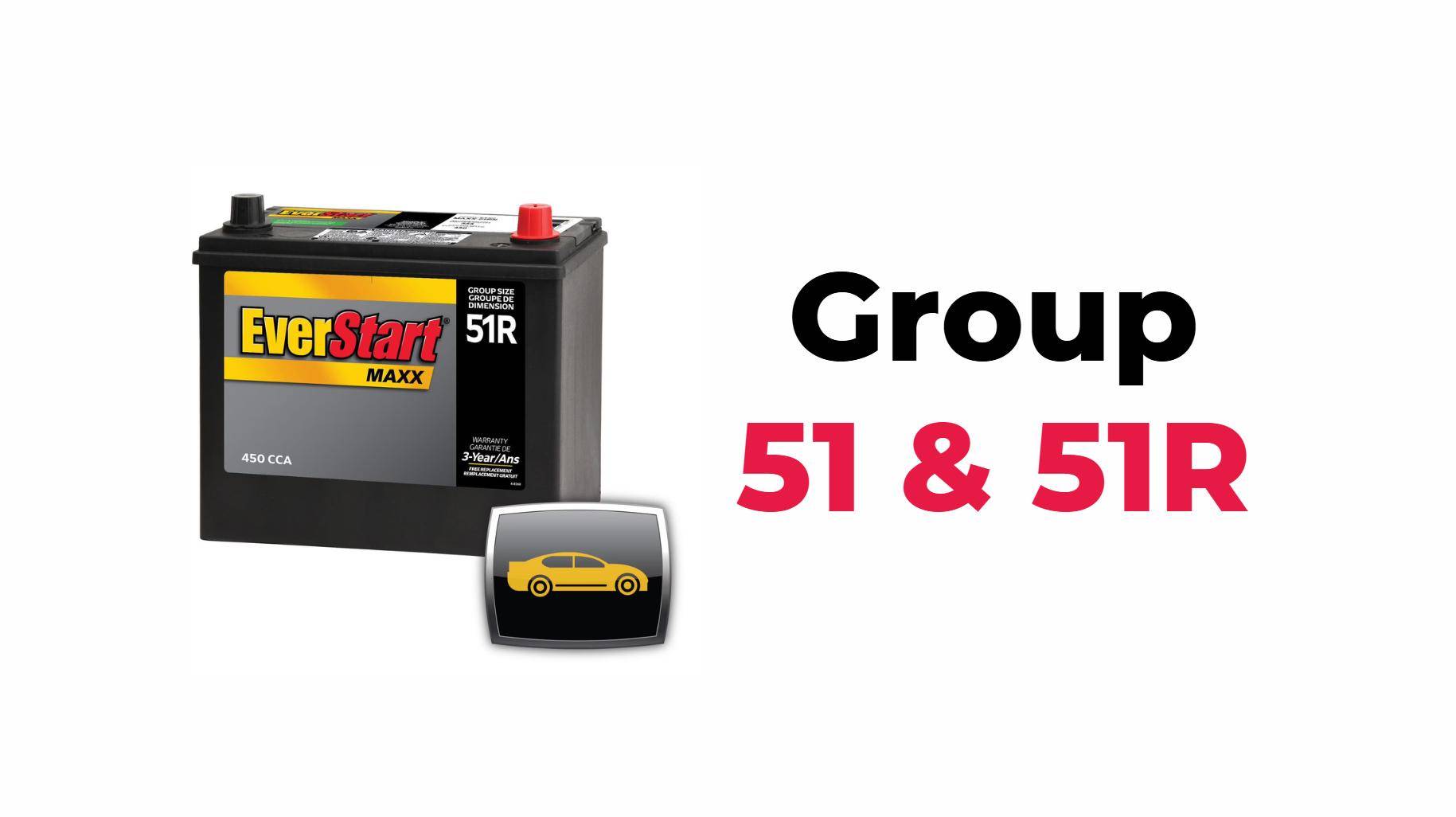 How do Group 51 and 51R batteries differ in specifications?